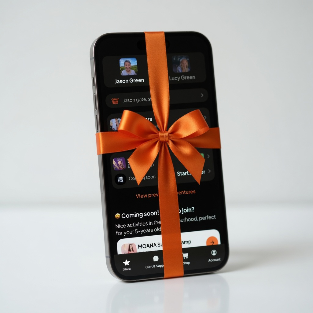 Phone wrapped in an orange ribbon