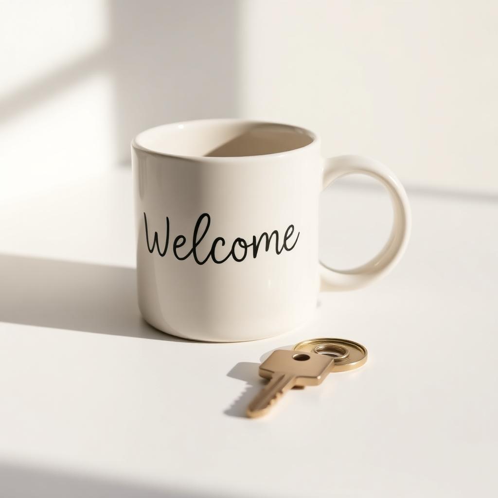 Welcome mug with a key