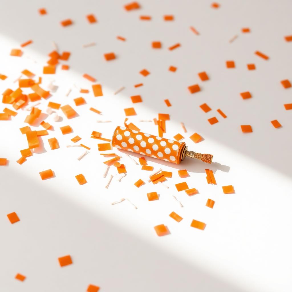 Orange confetti and party popper